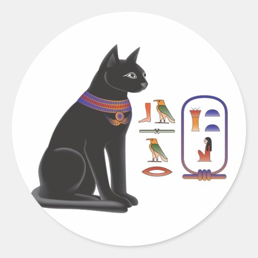 Egyptische Kat Goddess Bastet Ronde Sticker (Voorkant)