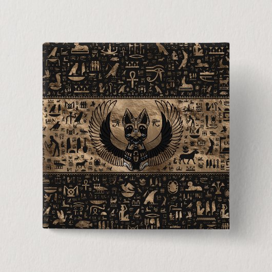 Egyptische Kat Goddess Bastet Vierkante Button 5,1 Cm (Voorkant)