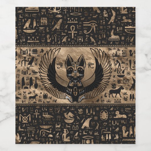 Egyptische Kat Goddess Bastet Wijn Etiket (Enkel label)