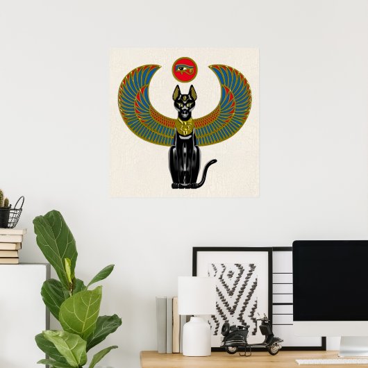 Egyptische kat Goddess Poster (Thuiskantoor)
