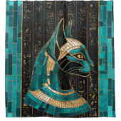 Egyptische Kat Godin Bastet - Mozaïek Kunst Douchegordijn (Voorkant)