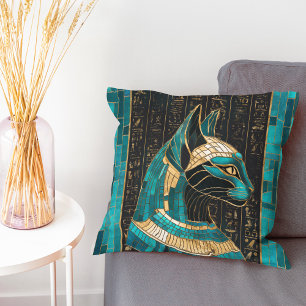 Egyptische Kat Godin Bastet - Mozaïek Kunst Kussen