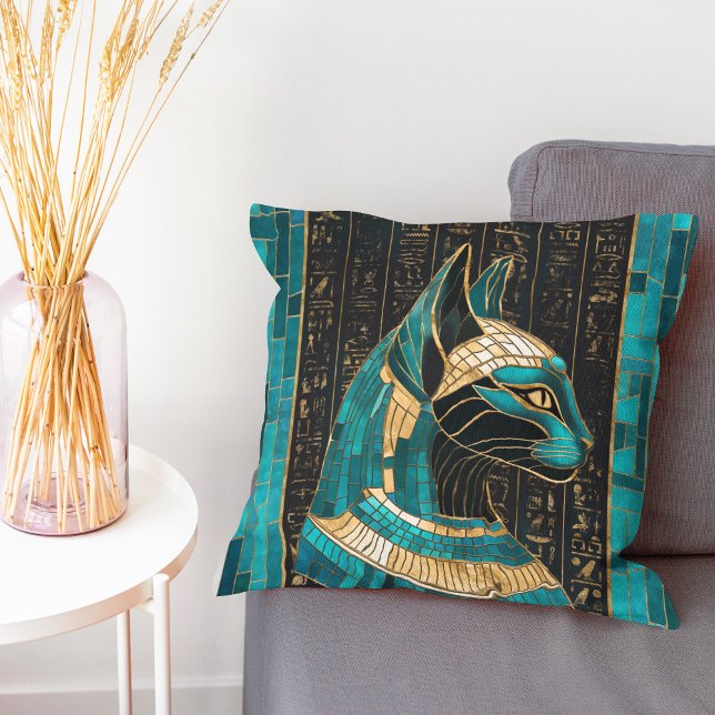 Egyptische Kat Godin Bastet - Mozaïek Kunst Kussen (Creator heeft geüpload)