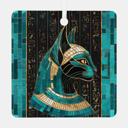 Egyptische Kat Godin Bastet - Mozaïek Kunst Metalen Ornament (Achterkant)
