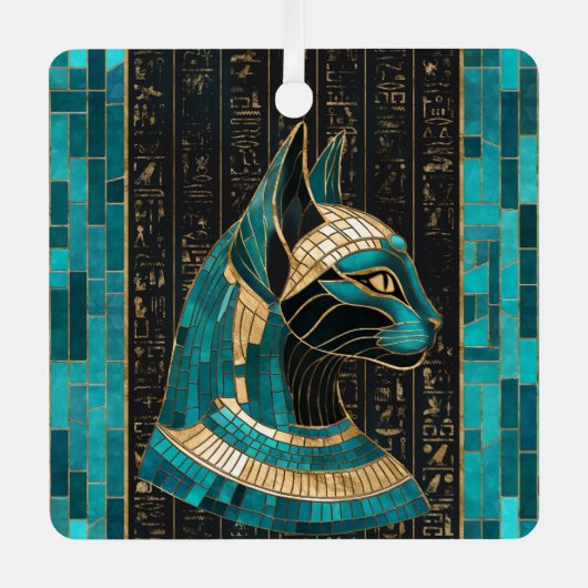 Egyptische Kat Godin Bastet - Mozaïek Kunst Metalen Ornament (Voorkant)