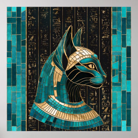 Egyptische Kat Godin Bastet - Mozaïek Kunst Poster (Voorkant)