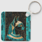 Egyptische Kat Godin Bastet - Mozaïek Kunst Sleutelhanger (Achterkant)