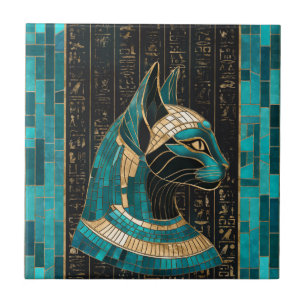 Egyptische Kat Godin Bastet - Mozaïek Kunst Tegeltje