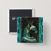 Egyptische Kat Godin Bastet - Mozaïek Kunst Vierkante Button 5,1 Cm (Voorkant /achterkant)
