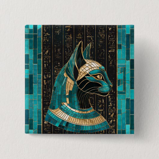 Egyptische Kat Godin Bastet - Mozaïek Kunst Vierkante Button 5,1 Cm (Voorkant)