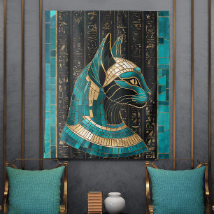 Egyptische Kat Godin Bastet - Mozaïek Kunst Wandkleed