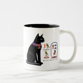 Egyptische Kat Hieroglyphic-Mok Tweekleurige Koffiemok