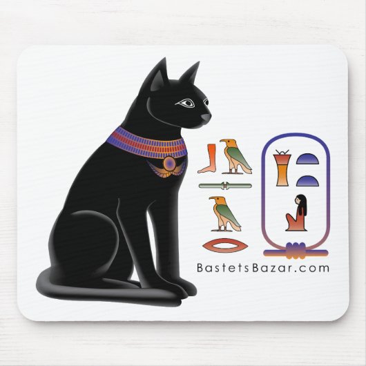 Egyptische kat Hieroglyphic Mousepad Muismat (Voorkant)
