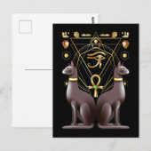 Egyptische kat Horus Eye Ankh Sacred Geometry Briefkaart (Voorkant / Achterkant)