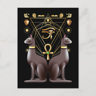 Egyptische kat Horus Eye Ankh Sacred Geometry Briefkaart