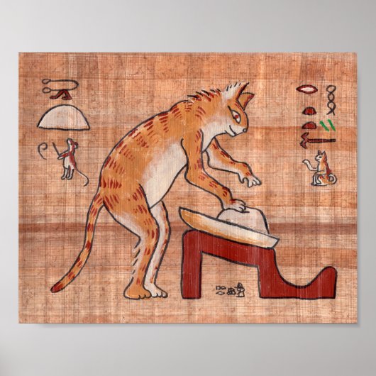 Egyptische kat Kneading Bread Dough Poster (Voorkant)