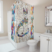 Egyptische kat - Mozaïek kunst Douchegordijn (In situ)