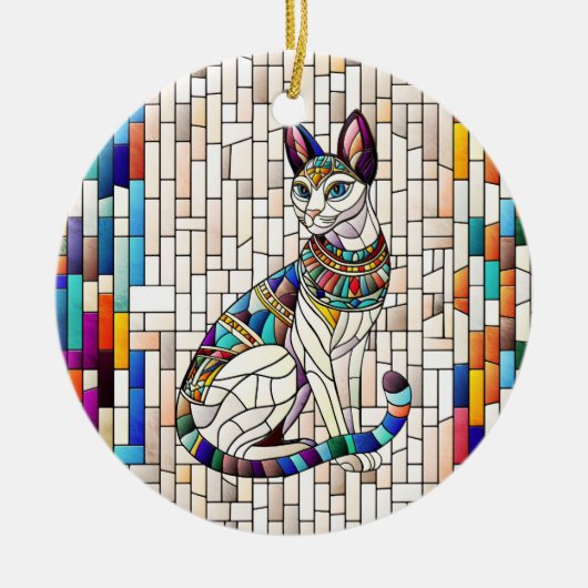 Egyptische kat - Mozaïek kunst Keramisch Ornament (Voorkant)