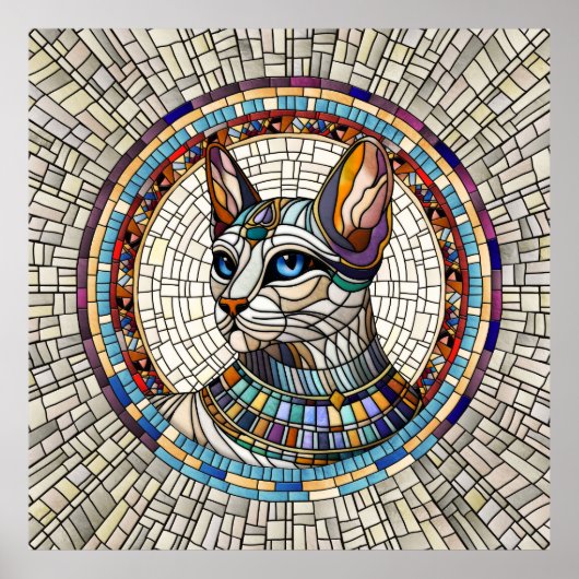 Egyptische kat - Mozaïek kunst Poster (Voorkant)