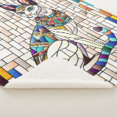 Egyptische kat - Mozaïek kunst Sherpa Deken (3/4)