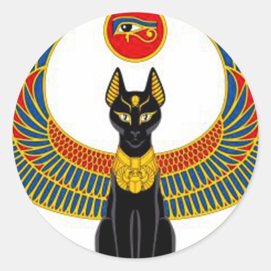 Egyptische kat ronde sticker (Voorkant)