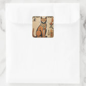 Egyptische kat vierkante sticker (Tas)