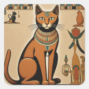 Egyptische kat vierkante sticker