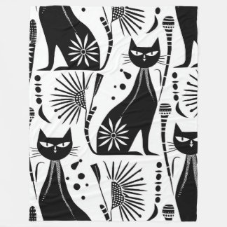 Egyptische kat - zwart-wit patroon fleece deken