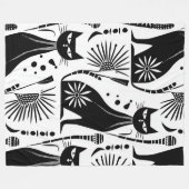 Egyptische kat - zwart-wit patroon fleece deken (Voorkant (Horizontaal))