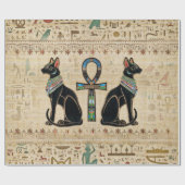 Egyptische katten en ankhkruis cadeaupapier (Vlak)