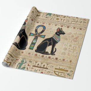 Egyptische katten en ankhkruis cadeaupapier