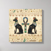 Egyptische katten en ankhkruis canvas afdruk (Voorkant)