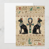 Egyptische katten en ankhkruis feestdagenkaart (Voorkant / Achterkant)