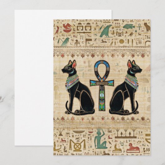 Egyptische katten en ankhkruis feestdagenkaart (Voorkant / Achterkant)