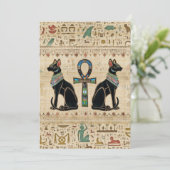 Egyptische katten en ankhkruis feestdagenkaart (Staand voorkant)