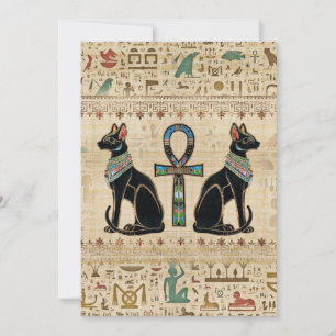 Egyptische katten en ankhkruis feestdagenkaart