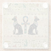 Egyptische katten en ankhkruis glazen onderzetter (Achterkant)