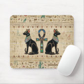 Egyptische katten en ankhkruis muismat (Met muis)