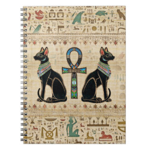 Egyptische katten en ankhkruis notitieboek