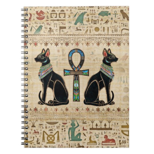 Egyptische katten en ankhkruis notitieboek (Voorkant)