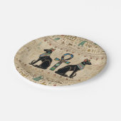 Egyptische katten en ankhkruis papieren bordje (Gekanteld)