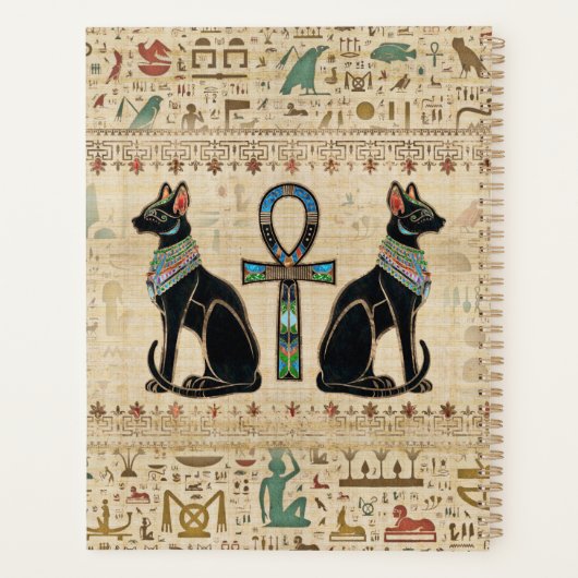 Egyptische katten en ankhkruis planner (Achterkant)