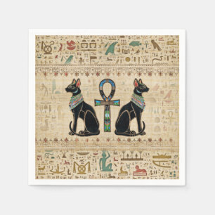 Egyptische katten en ankhkruis servet