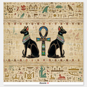 Egyptische katten en ankhkruis sticker