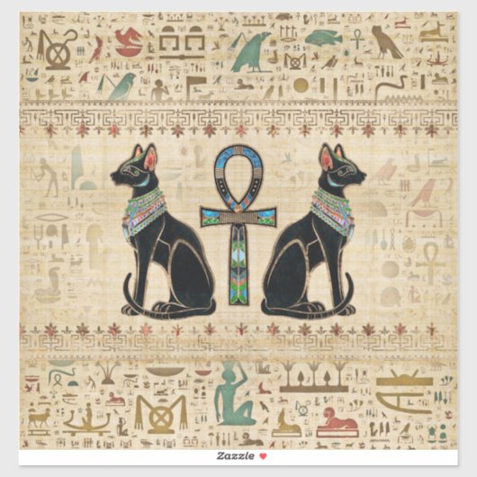 Egyptische katten en ankhkruis sticker (Vel)