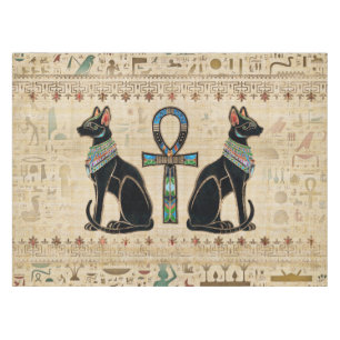 Egyptische katten en ankhkruis tafelkleed