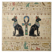 Egyptische katten en ankhkruis tegeltje (Voorkant)