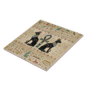 Egyptische katten en ankhkruis tegeltje (Zijkant)