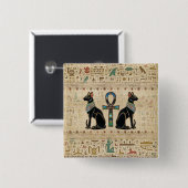 Egyptische katten en ankhkruis vierkante button 5,1 cm (Voorkant /achterkant)