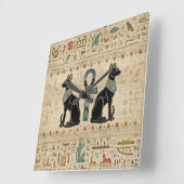 Egyptische katten en ankhkruis vierkante klok (Hoek)